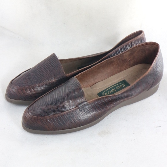 Easy Spirit Shoes - EASY SPIRIT Brown Lizard/Croc Embossed Loafers